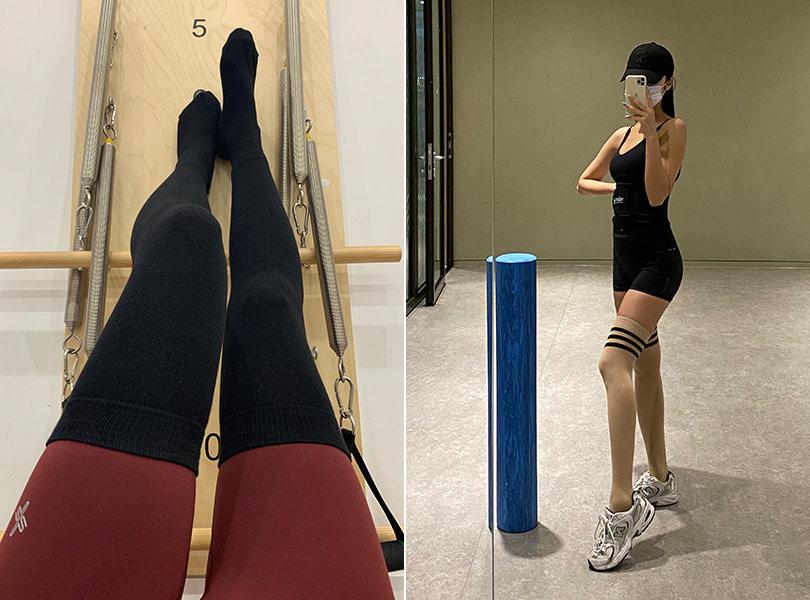 필라테스오버니삭스 요가 헬스 양말 무지 논슬립 롱삭스