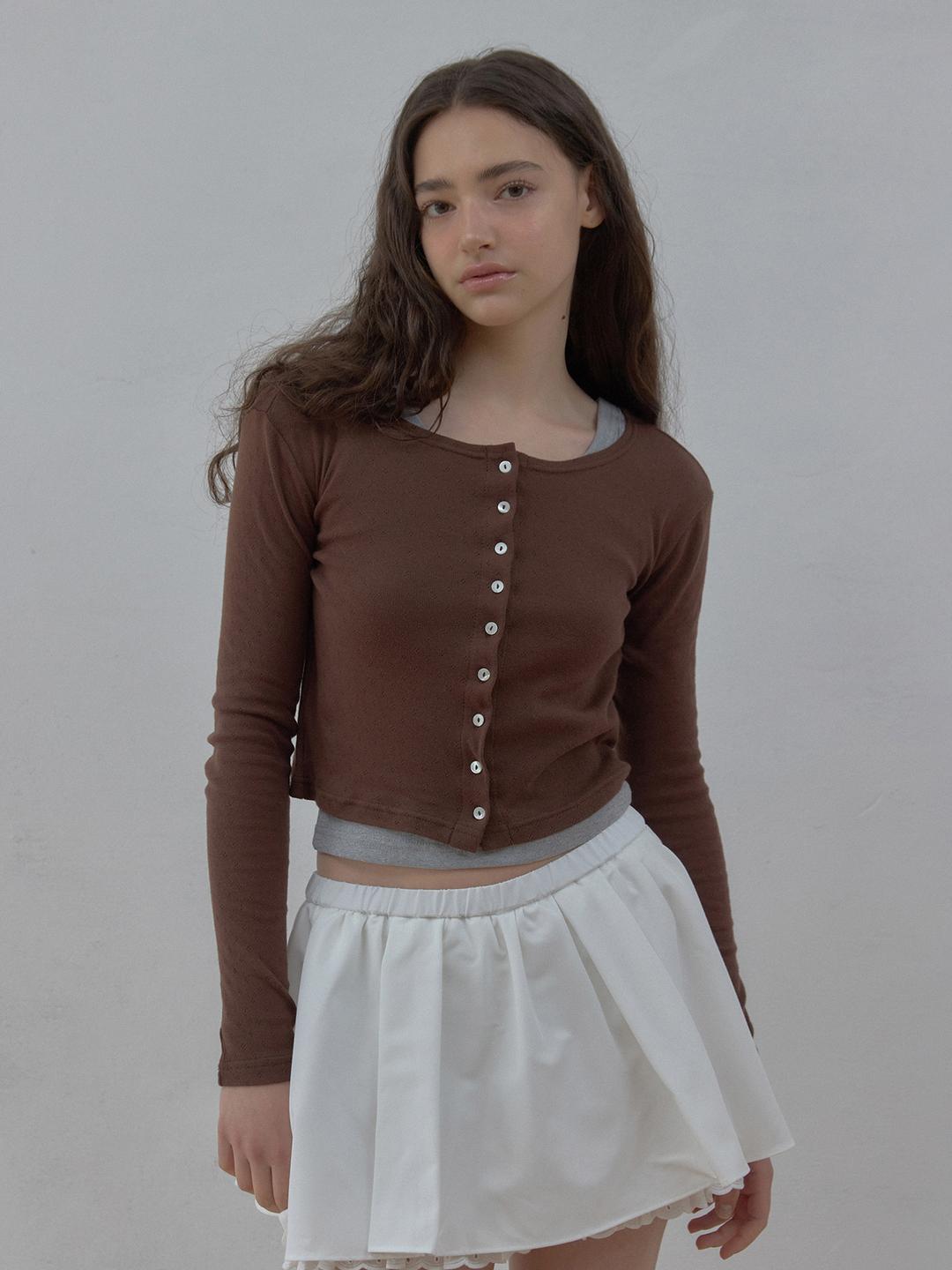 serena summer button cardigan (brown)