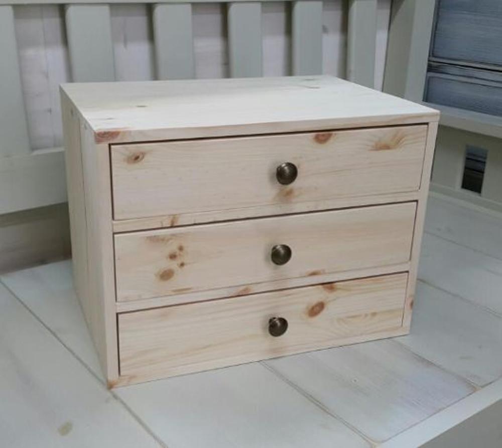 별나무 DIY 원목소품 완전조립반제 / 별나무 원목 3단 나무 서랍장 반제품