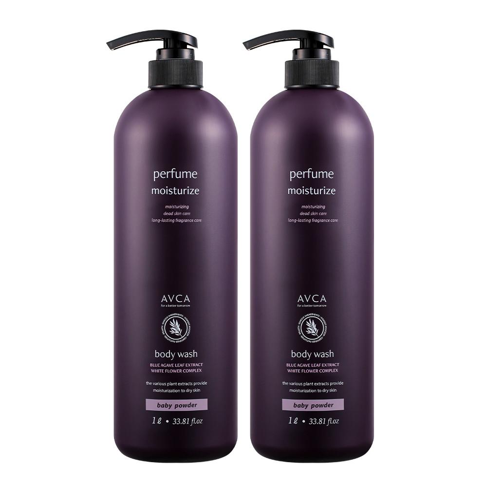 [1+1] 아브카 약산성 촉촉 대용량 퍼퓸 바디워시 베이비파우더향 1000ml 2개