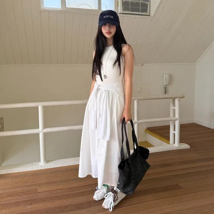 [해삐 PICK] [2차입고] Double layered All Season Dress (White, Black)