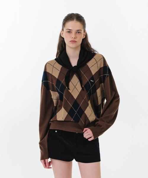 MOMO ARGYLE KNIT (BROWN)