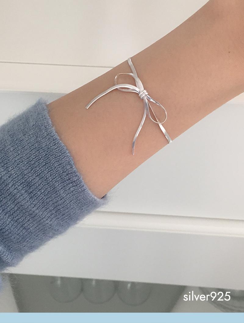 nelly ribbon bracelet (silver925)