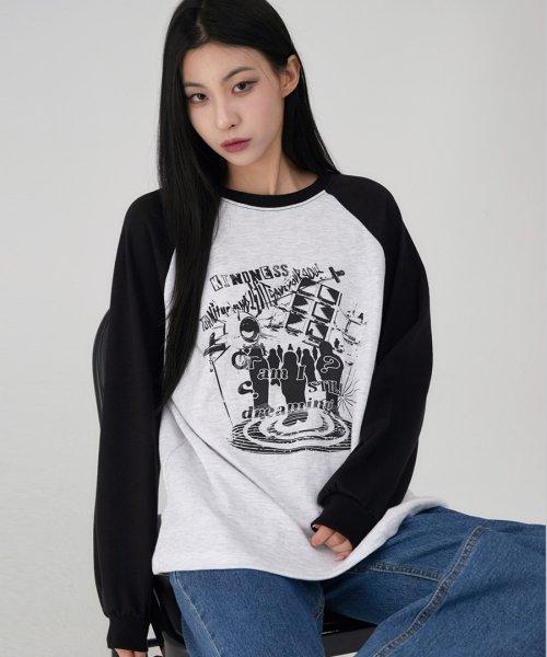 드리밍 레글런 오버핏 롱 슬리브 화이트멜란지
