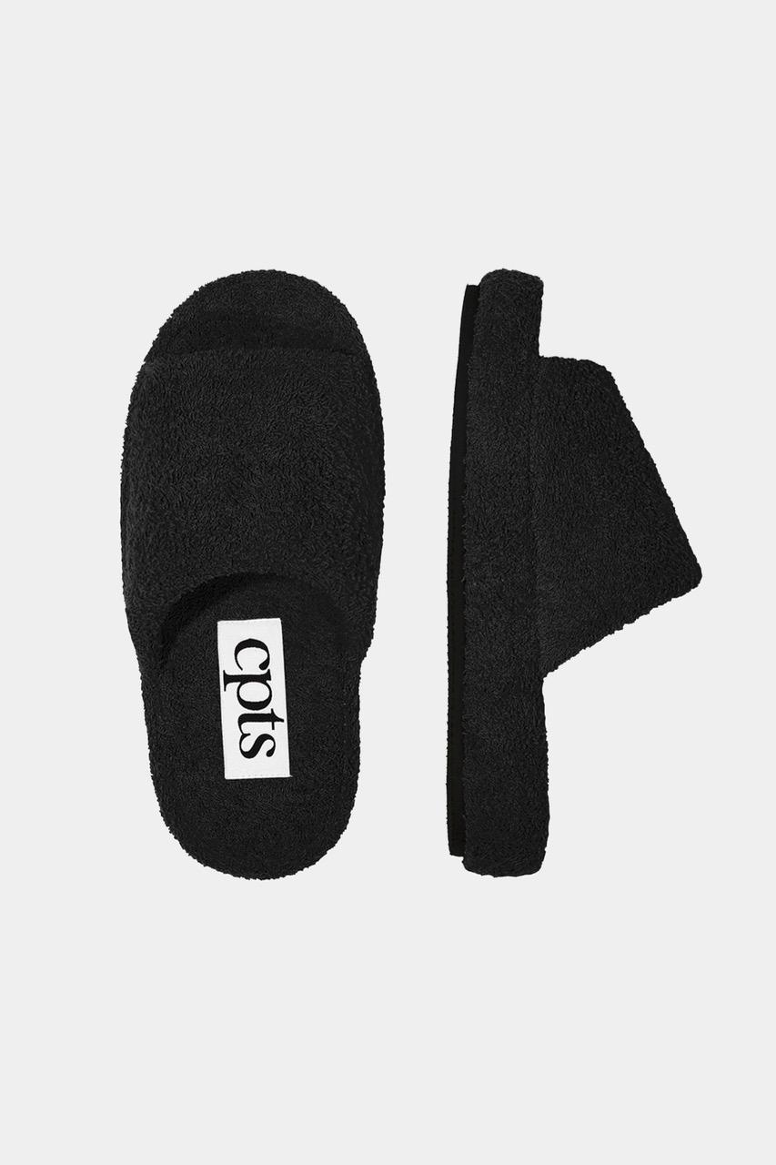 HODGEHOG TOWELING SLIDES_BLACK