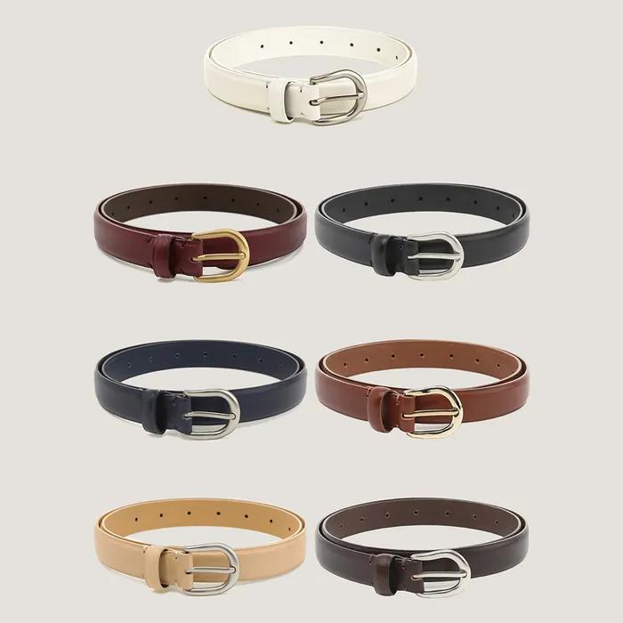 BAENGNOKDAM Leather belt (Ivory/Burgundy/Navy/Beige/Black/Brown/Chocolate)