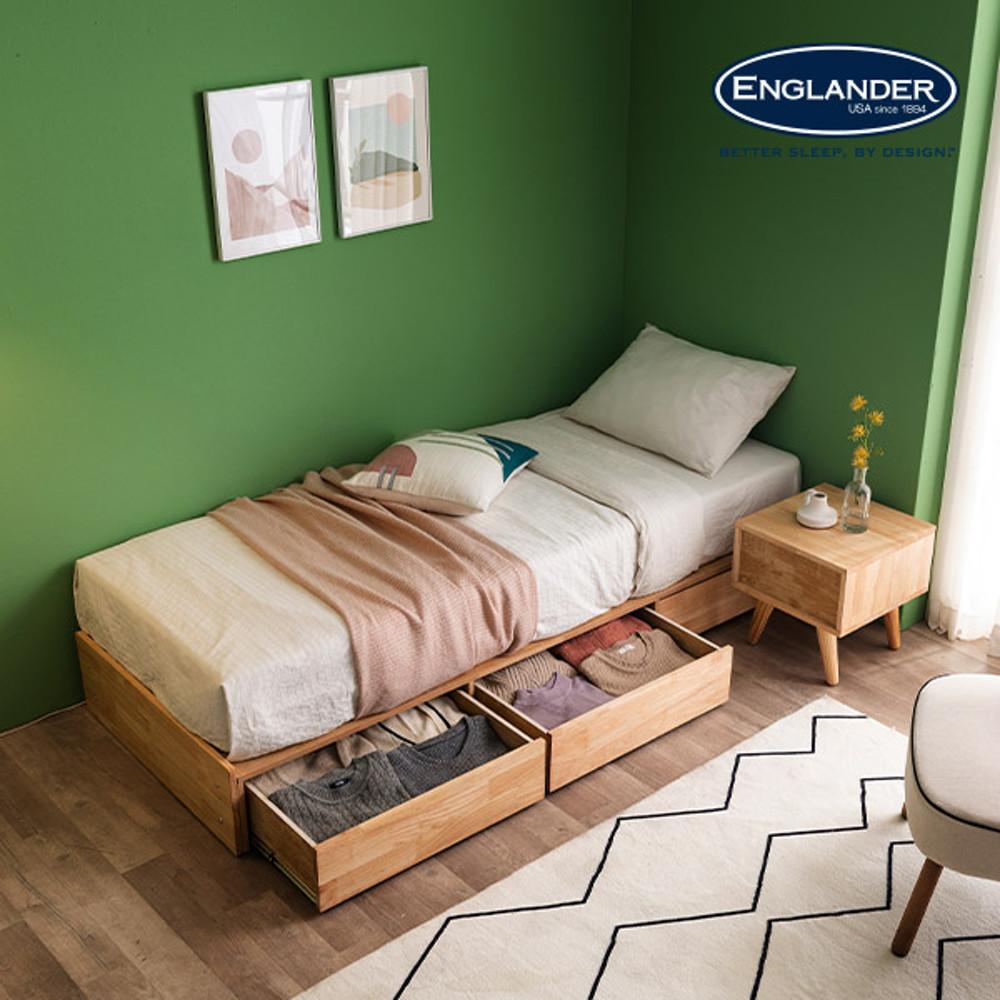 아틀리에 무헤드 3단 서랍형 원목 미니싱글침대 MS 독립매트