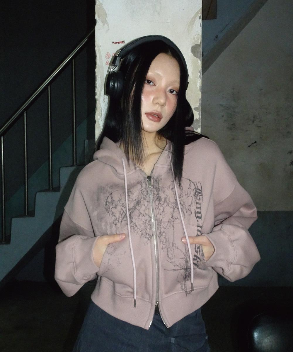 Fluffy oversized hoodie zip-up (nudy pink)