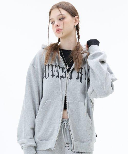 MZ 2-WAY GLITTER HOOD ZIP UP(GRAY)