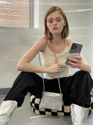 SOFT BALL CHAIN MINI BAG_SILVER