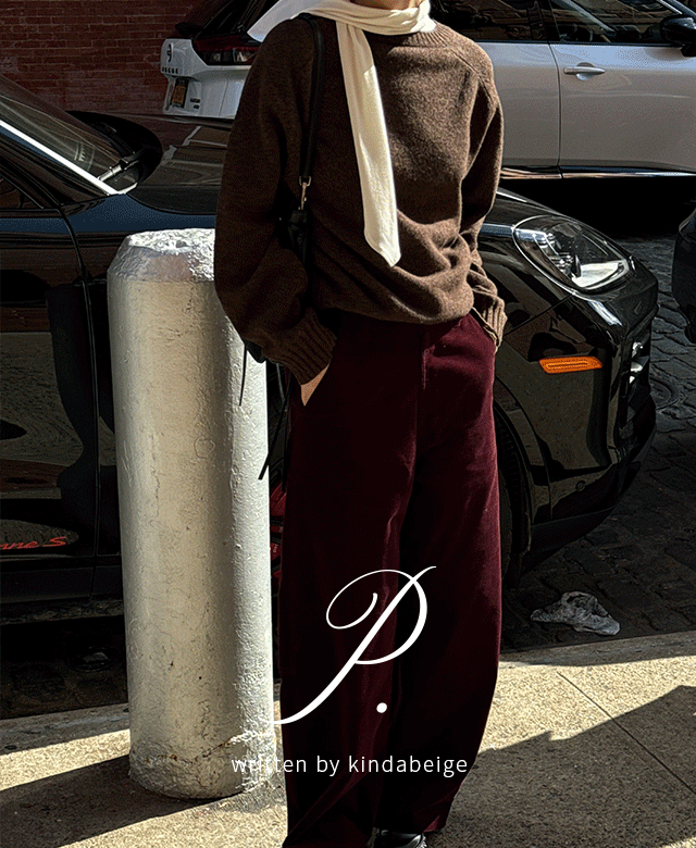 킨다베이지 [page] 토니 코듀로이 커브드 비조 팬츠 (3color) (*숏·베이직·롱/XS-L)┃버건디 베이직/롱 2주 소요