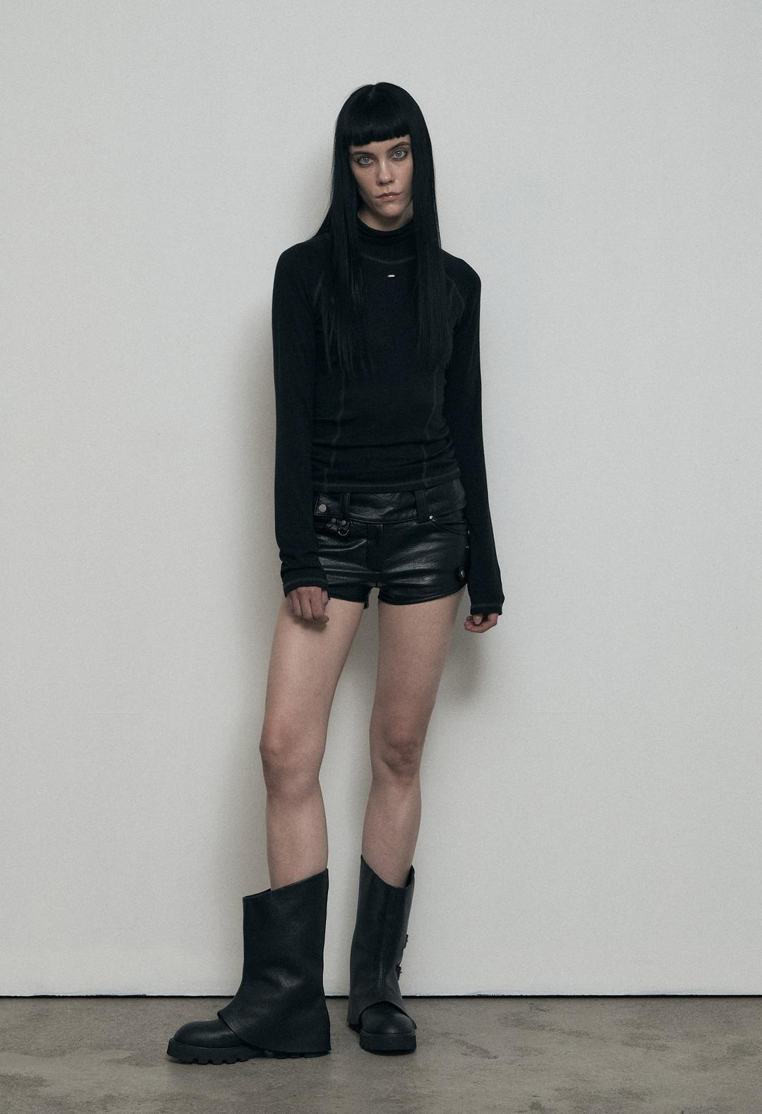 [ 순차 발송 12/6 ~ ] MOTORCYCLE LEATHER SHORTS, BLACK