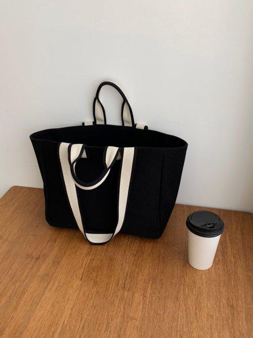 Two tone strap bag - black