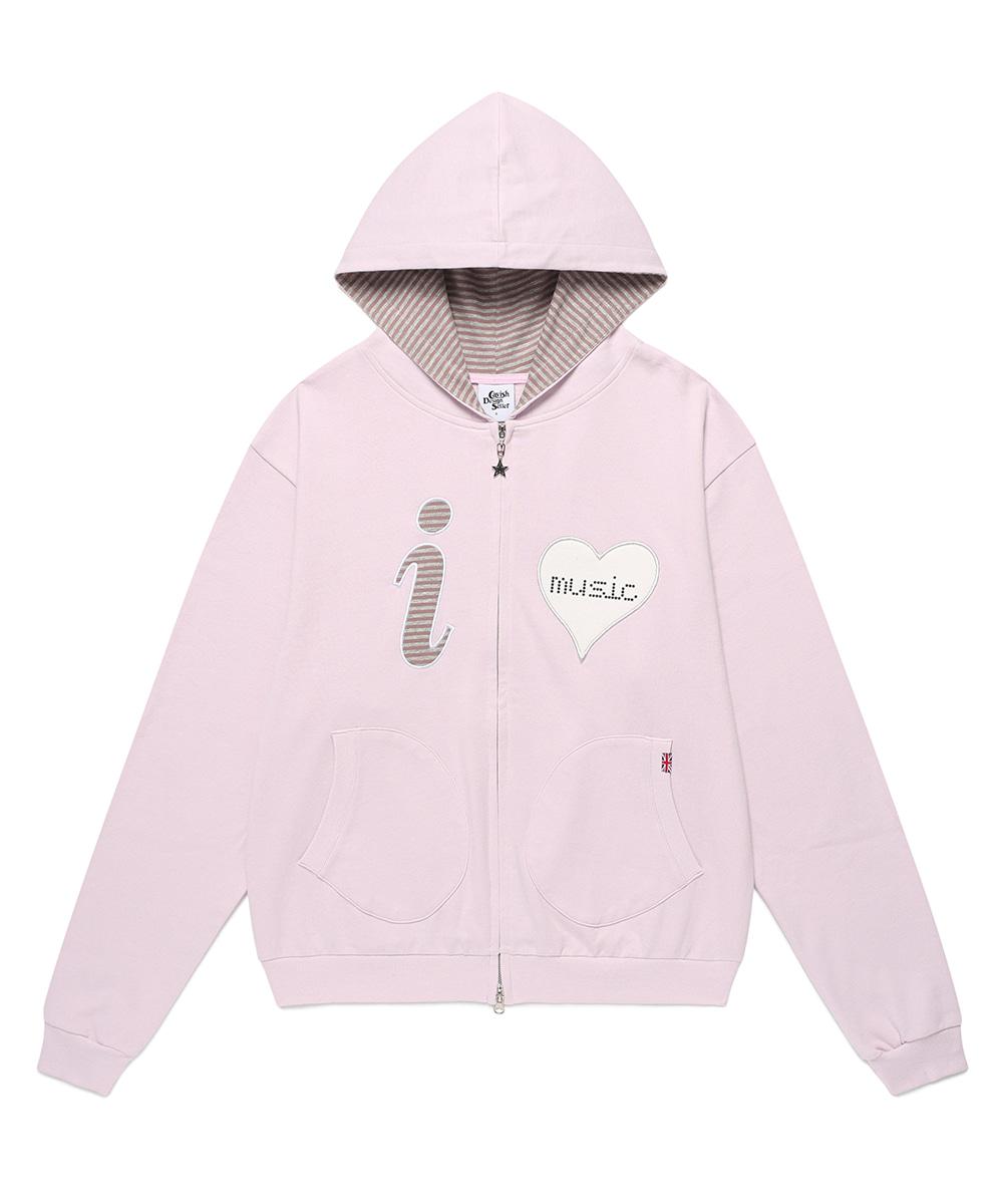 I LOVE MUSIC ZIP UP HOODIE[PINK]