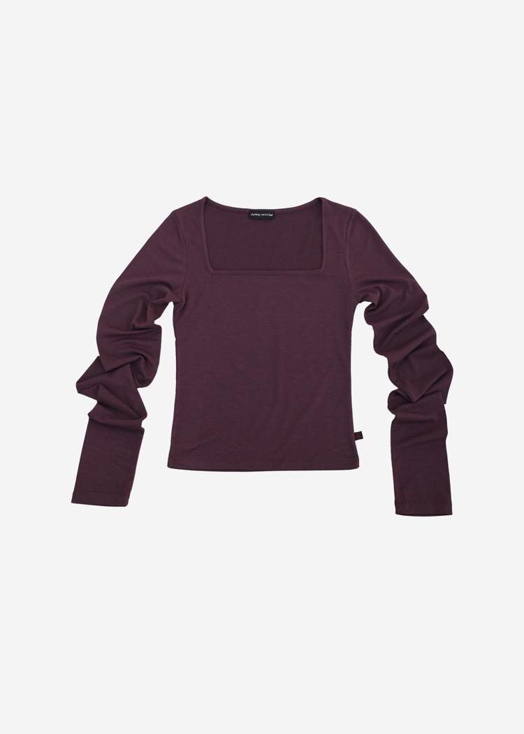 [DARLING YOU ARE BAD] [재입고]SLIM SQUARE NECK T-SHIRTS #PURPLE BROWN