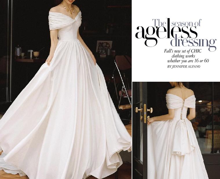 SWD301오프숄더 웨딩드레스 셀프웨딩 드레스 2부 피로연 스몰웨딩 약혼 리마인드 제주도 스냅드레스