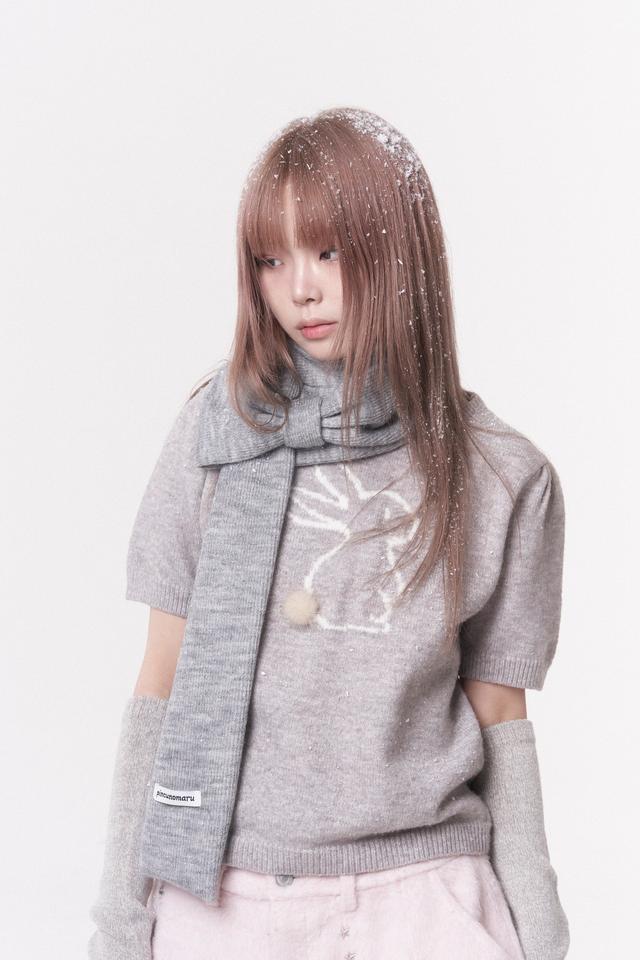 Mini ribbon muffler_gray