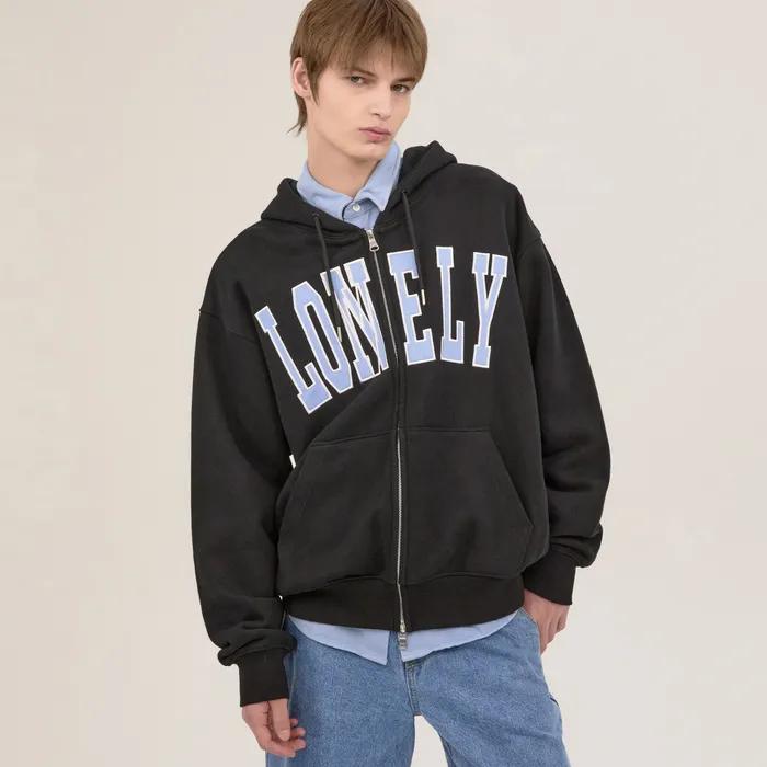 LONELY/LOVELY HOODIE ZIP-UP BLACK SKY BLUE