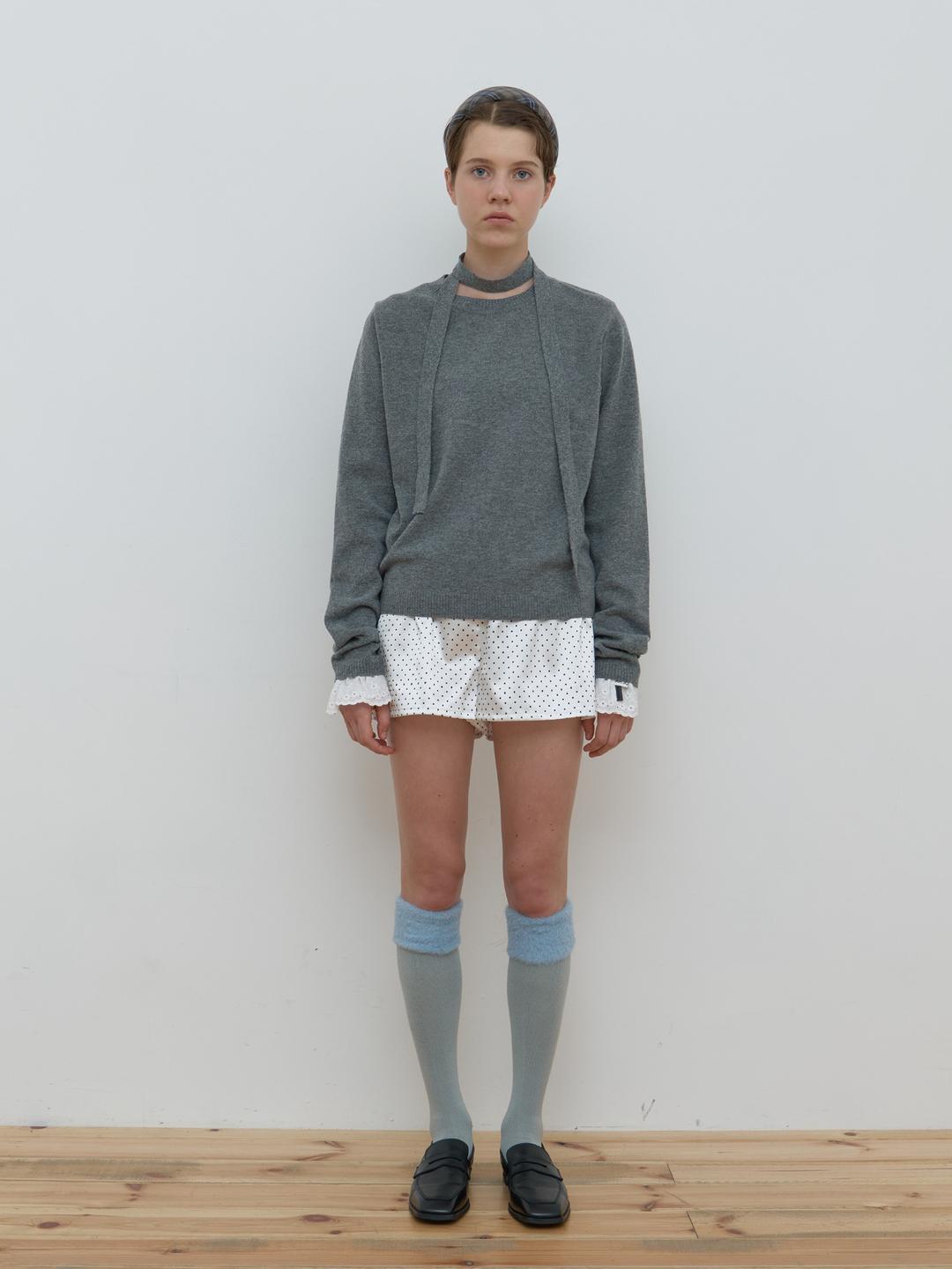 TIE SET U-NECK BASIC KNIT_DARK GREY