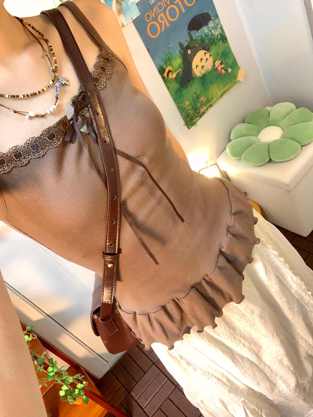 마지 Ballet ribbon sleeveless ( brown )
