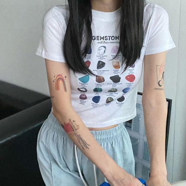 스톤 나염 크롭티 (2color)_느루마켓