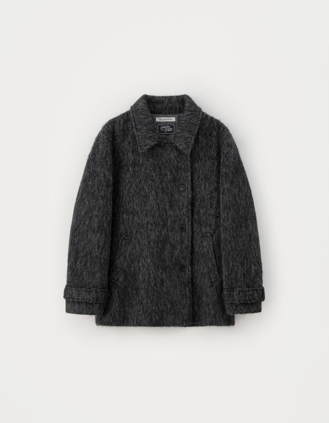12.24 출고 Hairy Wool Half Coat - Charcoal