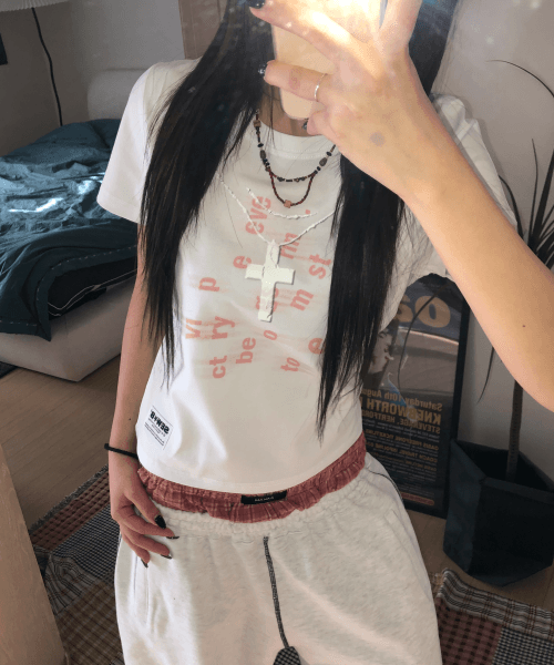 necksss 세미크롭 반팔티 [화이트]