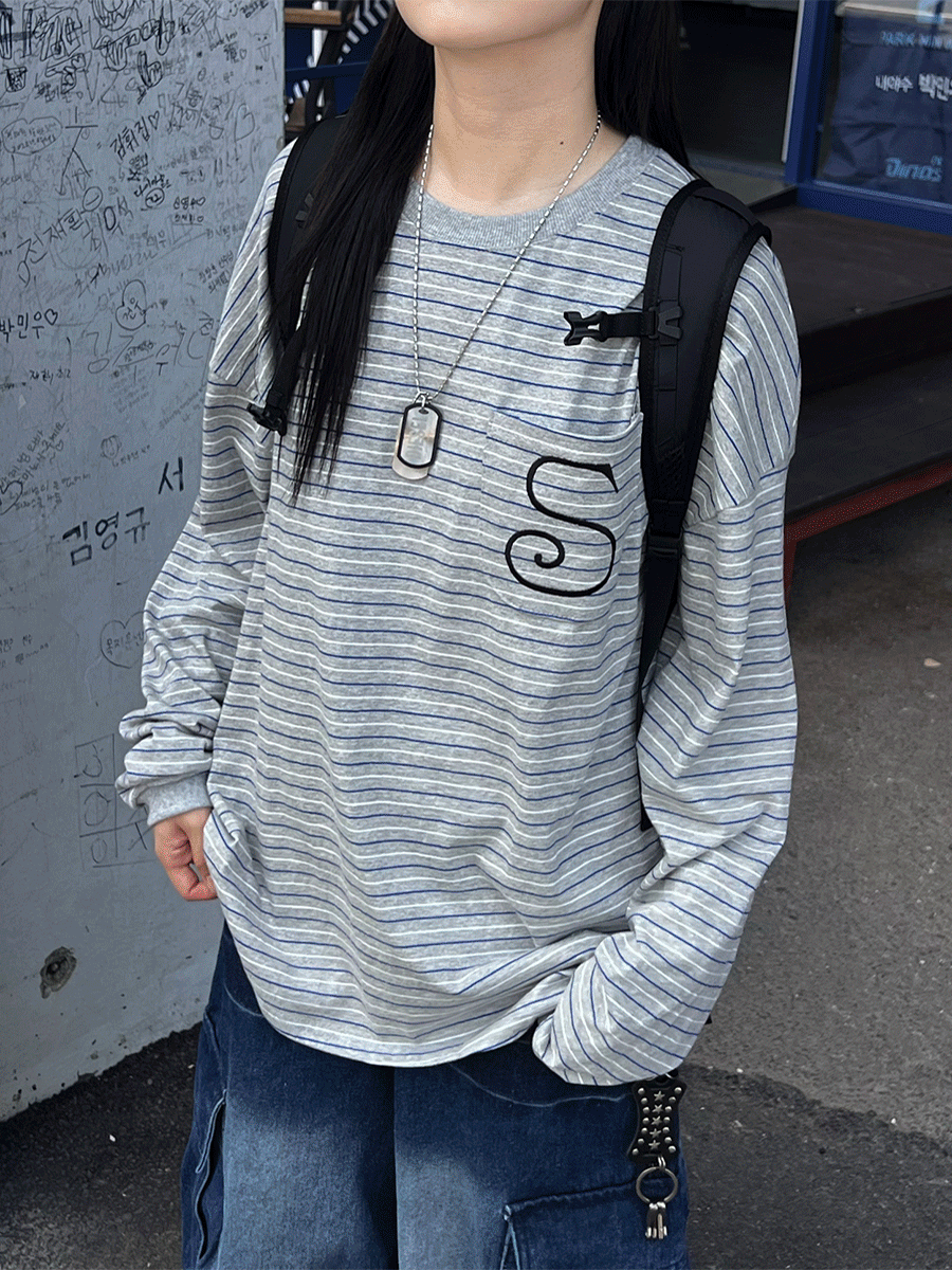 [ Unisex ] S 포켓 스트라이프 티셔츠 2C