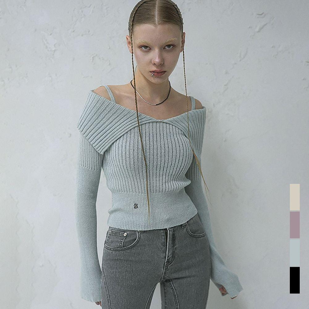 [온쇼페]Seul Sailor Off shoulder Knit - 4COL