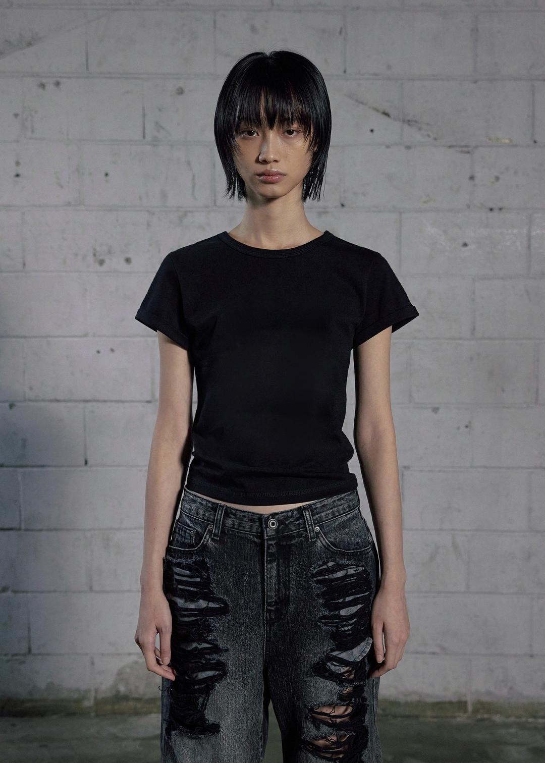 25VER. BASIC ROLL-UP T, BLACK