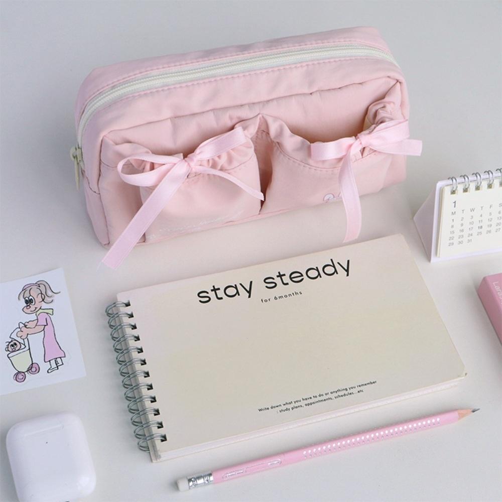 핑크리본 펜케이스 필통 대용량 필기구 수납 발레코어