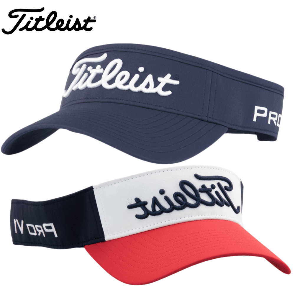 타이틀리스트 남성용 투어 퍼포먼스 골프 바이저 썬캡 모자 네이비 레드