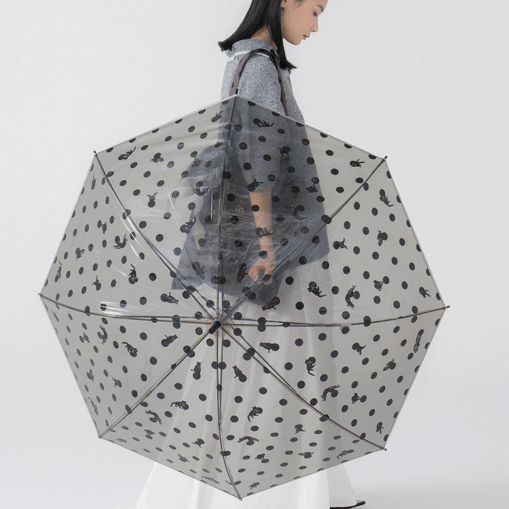 Wpc.우산 도트 냥브렐라 투명 장우산 PT-OM06-001