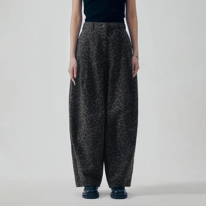 Leopard Curved Balloon Fit Denim Pants [ Multi ]