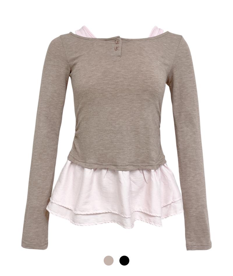 코지앤키치 모던 믹스 매쉬드 롱슬리브 티셔츠