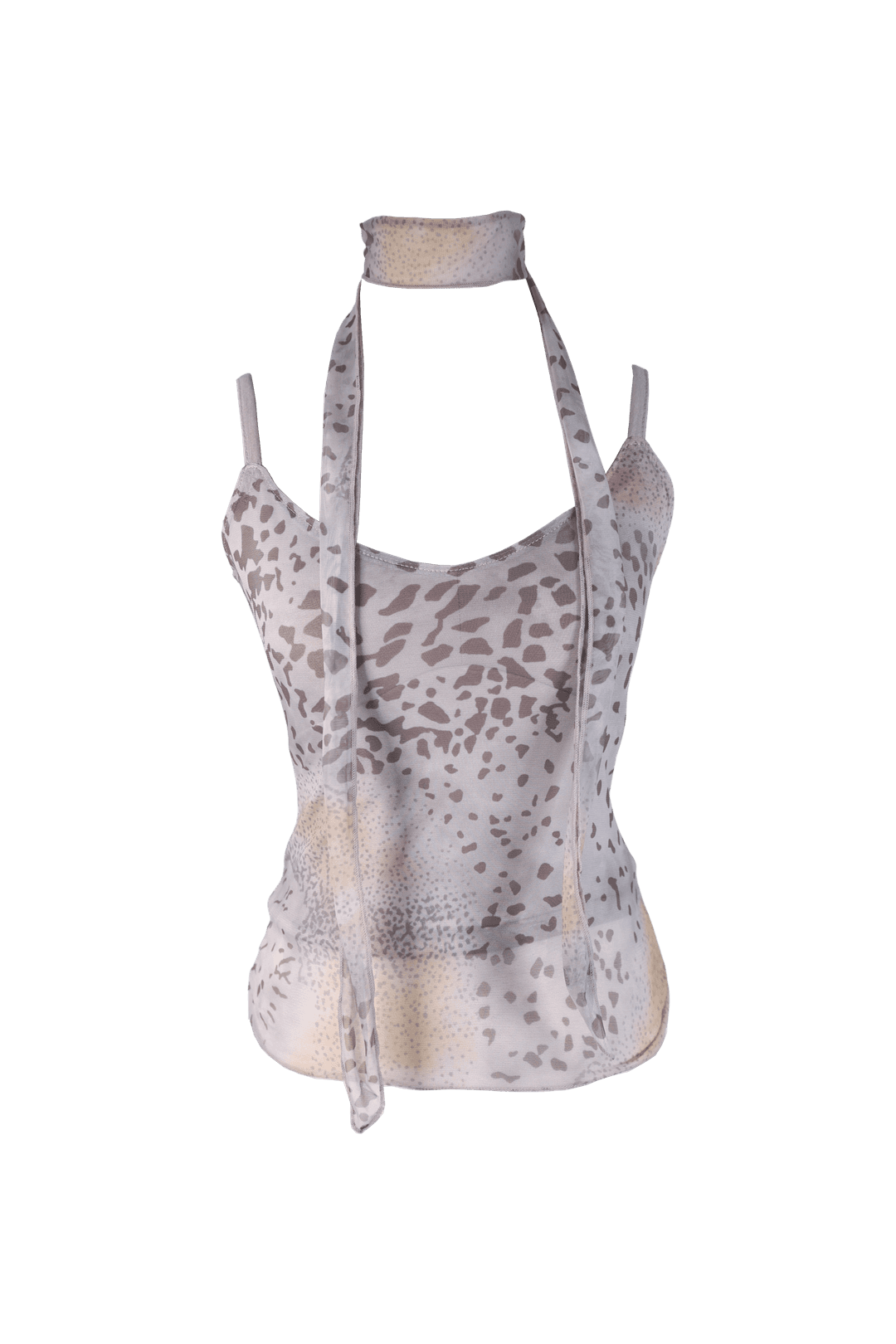 [Pink orchid house] See through leopard sleeveless (scarf set) (Pink)