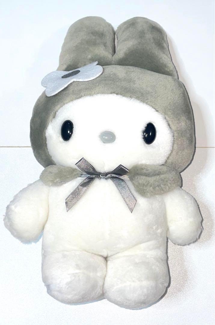 サンリオ　マイメロ　マイメロディ　ぬいぐるみ　 グレー　モノクロ　白黒　レトロ