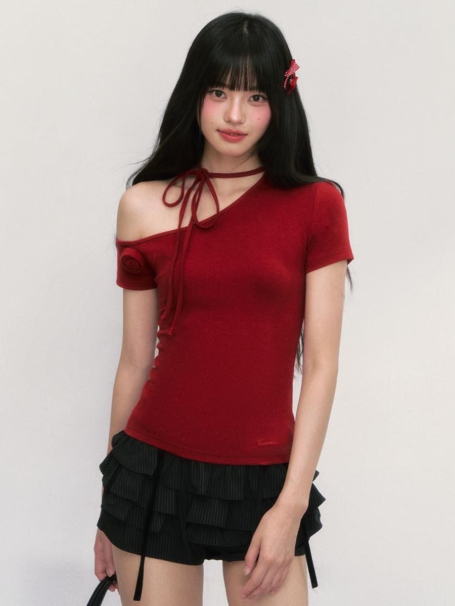 Weekendhub Scarlet Bloom Rose Top