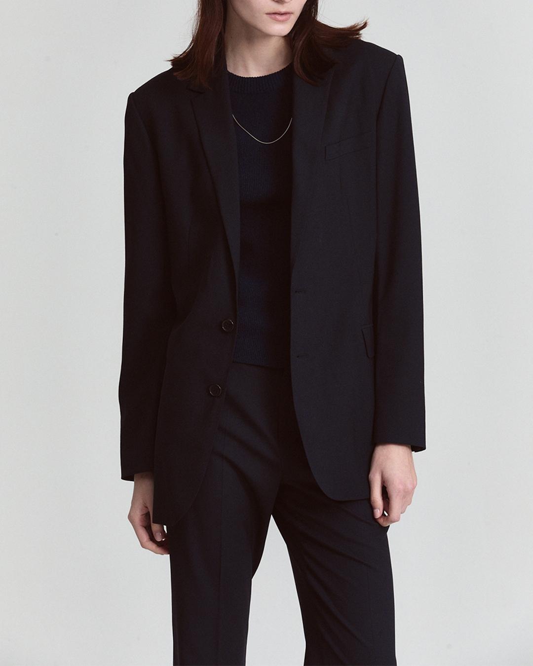 [DE BASE] GENDERLESS WOOL SINGLE BREASTED JACKET_DARK NAVY