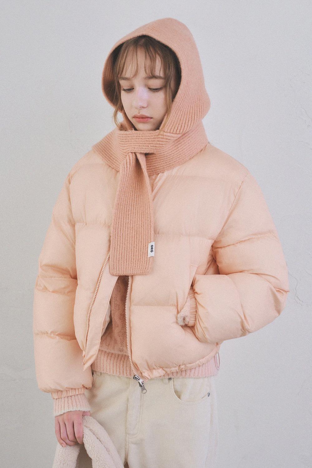 웜 에어리 크롭 푸퍼 패딩_Salmon Pink