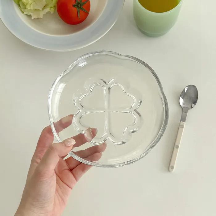 클로버 글라스 플레이트 17cm 카페접시
