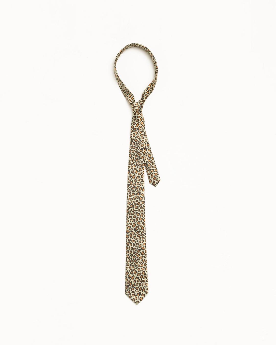 JACQUARD LEOPARD TIE - Tan Leopard / ONE SIZE