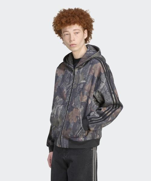 카모플라주 후드 집업 - 블랙 / JY2775