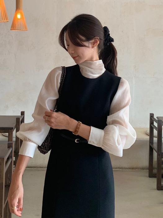 Tie See-through Blouse[LMBEAUSH314]-Cream