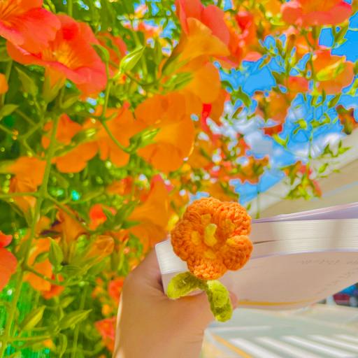 여름 🔹손뜨개🔹능소화 🌺 책갈피 /북마크