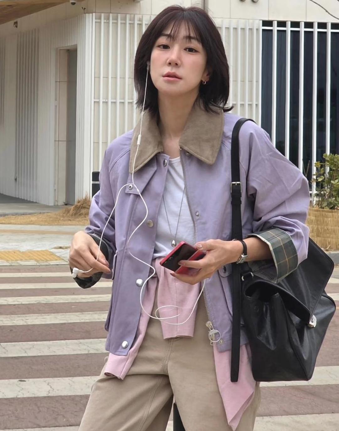 [EXCLUSIVE] 여성 퍼플 Cropped Beadnell 캐주얼 자켓