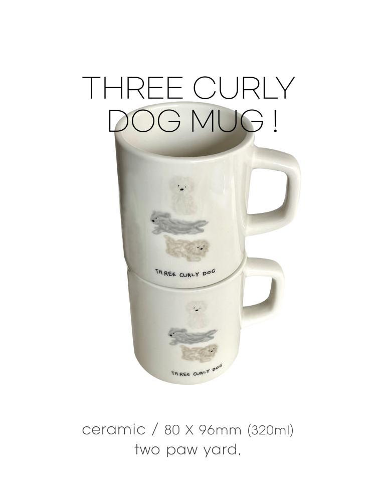 Three curly dog mugcup