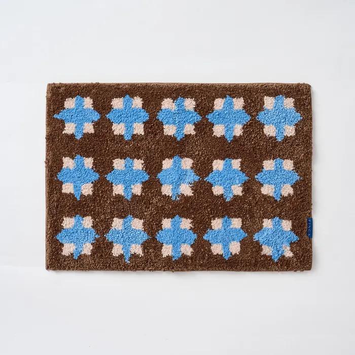 [29CM 단독] 브라운블루 다이아 스퀘어도트 발매트 2SIZES