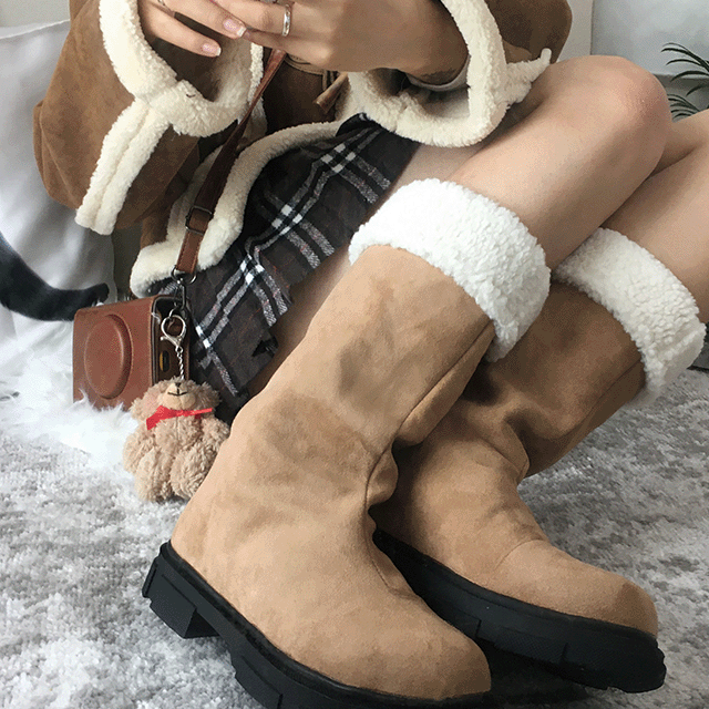 [길이조절가능/편안따듯착화감] 2way suede snow boots. (2col)