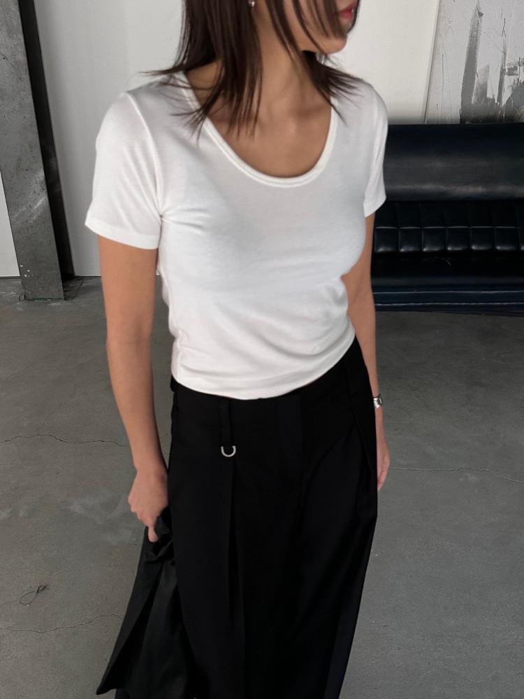 에크미 딥 라운드 티셔츠 (4col) - 유넥 슬림핏 무지티셔츠 이너 반팔 베이직